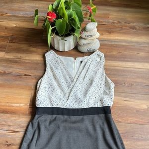 💖 Anne Klein black white polka dot top, ribbon waist and thin stipe bottom